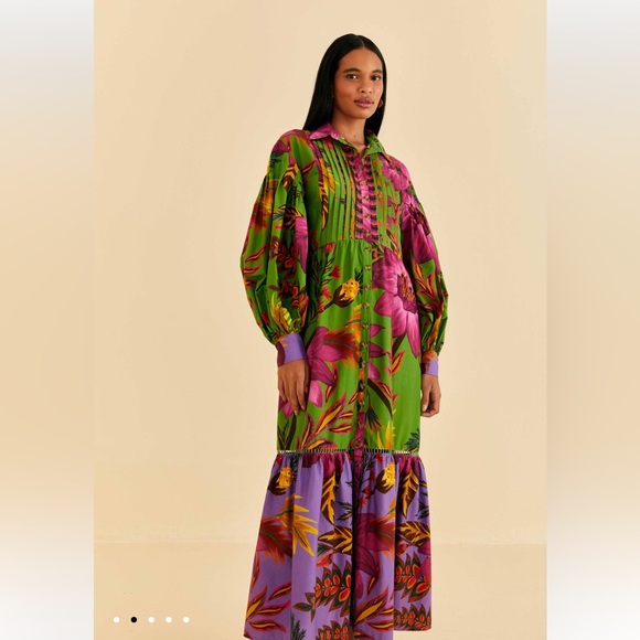 NWT Farm Rio Maxi Flowers Multicolor Dress - Picture 2 of 6